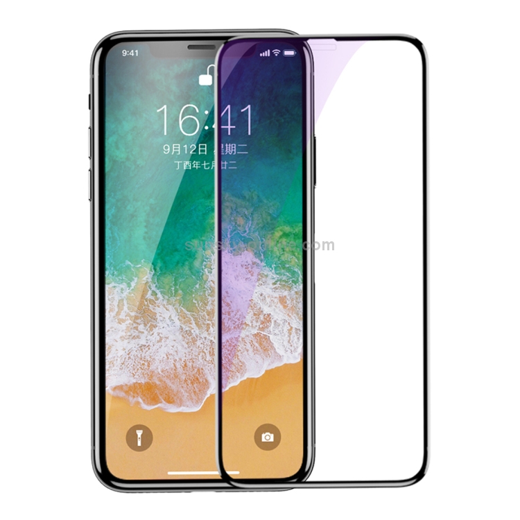 For iPhone X Baseus 0.3mm 9H Hardness 4D Arc Edge Anti Blue-ray Full Screen Tempered Glass Protector For iPhone X Baseus 0.3mm 9H Hardness 4D Arc Edge Anti Blue-ray Full Screen Tempered Glass Protector
