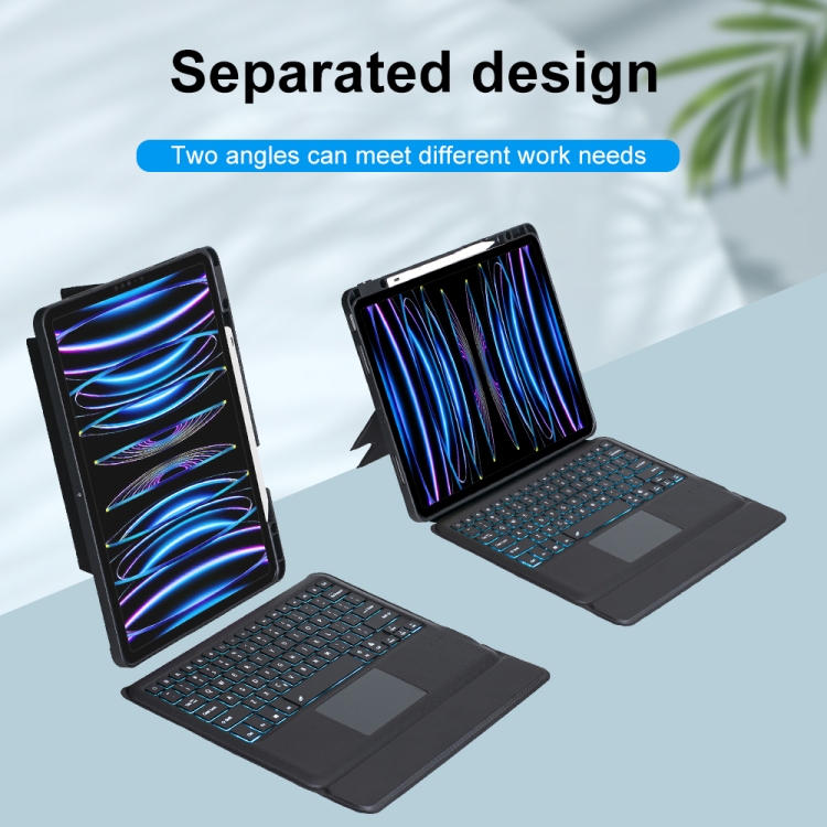 T129-AS For iPad Pro 12.9 2022/2021/2020/2018 Touch Backlight Split Type Bluetooth Keyboard Leather Case T129-AS For iPad Pro 12.9 2022/2021/2020/2018 Touch Backlight Split Type Bluetooth Keyboard Leather Case