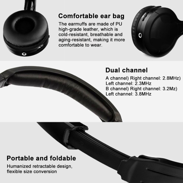 LPT03 Headset Wireless Infrared Dual/Single Channel Earphone (Black) LPT03 Headset Wireless Infrared Dual/Single Channel Earphone (Black)