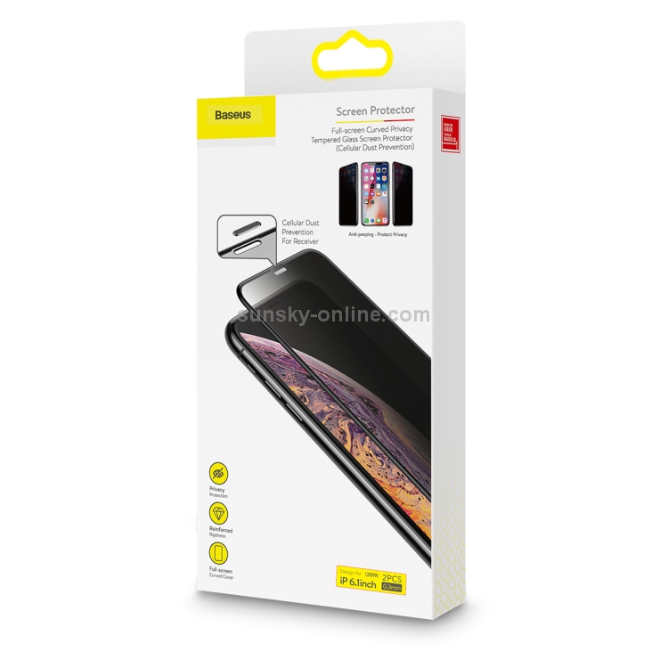 For iPhone 11 / XR 2pcs Baseus 0.3mm Full Screen Curved Edge Cellular Dust Anti-glare Tempered Glass Film For iPhone 11 / XR 2pcs Baseus 0.3mm Full Screen Curved Edge Cellular Dust Anti-glare Tempered Glass Film