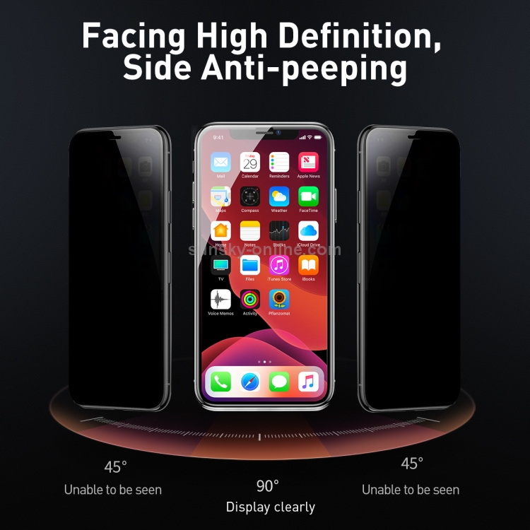 For iPhone 11 / XR 2pcs Baseus 0.23mm Privacy Anti-glare Crack-resistant Edges Curved Full Screen Tempered Glass Film For iPhone 11 / XR 2pcs Baseus 0.23mm Privacy Anti-glare Crack-resistant Edges Curved Full Screen Tempered Glass Film