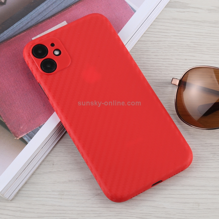 For iPhone 11 Carbon Fiber Texture PP Protective Case (Red) For iPhone 11 Carbon Fiber Texture PP Protective Case (Red)