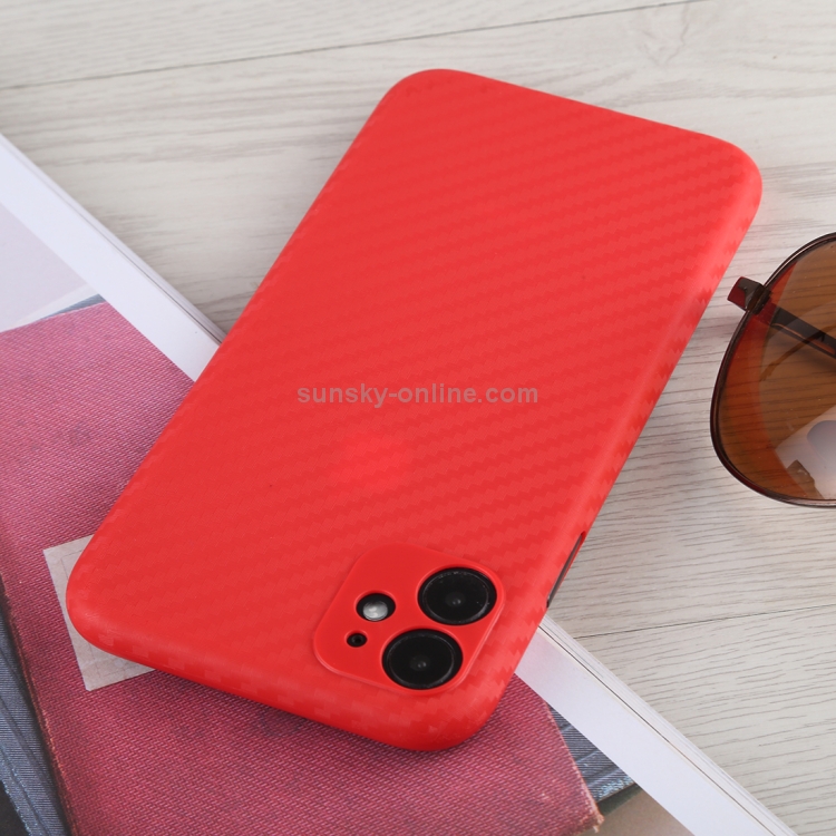 For iPhone 11 Carbon Fiber Texture PP Protective Case (Red) For iPhone 11 Carbon Fiber Texture PP Protective Case (Red)