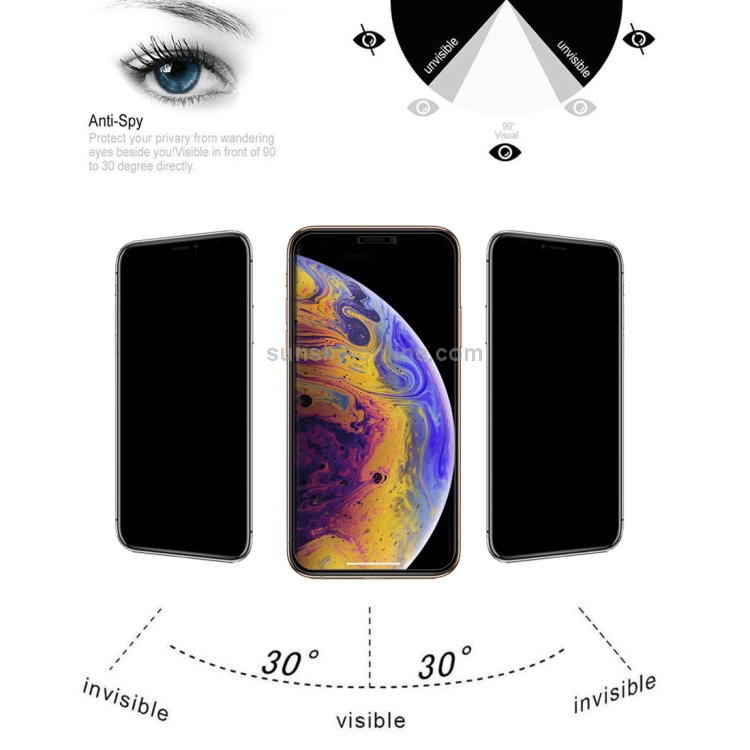 For iPhone 11 Pro Max / XS Max Anti-scratch 9H 10D Full Screen Privacy Anti-glare Tempered Glass Film For iPhone 11 Pro Max / XS Max Anti-scratch 9H 10D Full Screen Privacy Anti-glare Tempered Glass Film