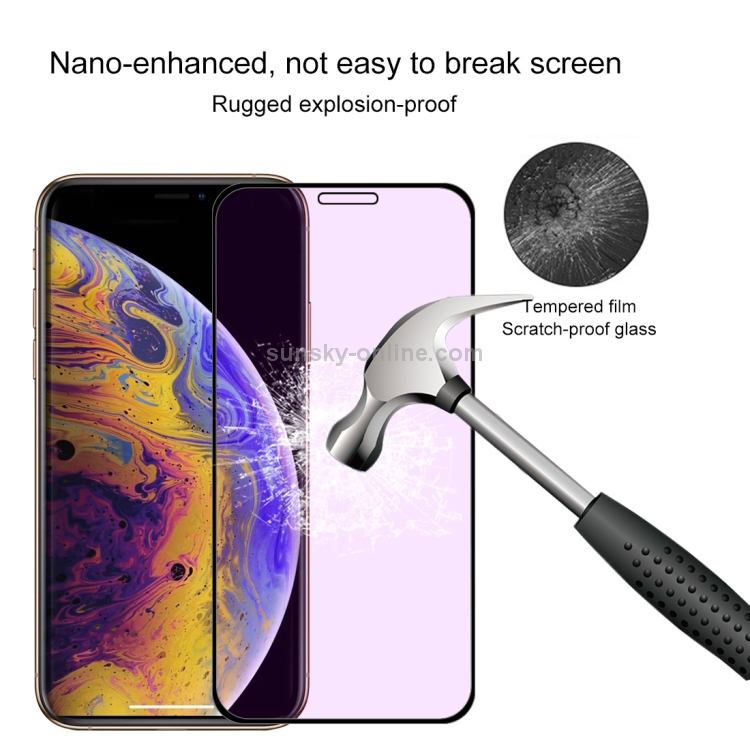For iPhone 11 Pro Max / XS Max Anti-scratch 9H 10D Full Screen Purple-ray Tempered Glass Film For iPhone 11 Pro Max / XS Max Anti-scratch 9H 10D Full Screen Purple-ray Tempered Glass Film