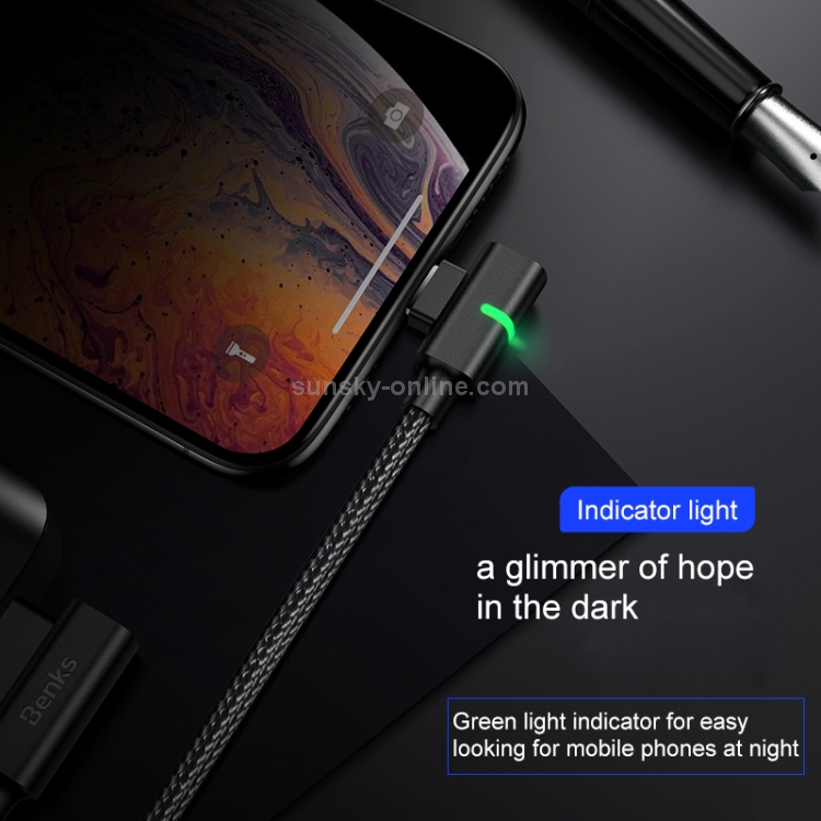 Benks D32 0.5m USB to 8 Pin Injection Bending Fast Charging & Data Cable with Indicator Light Benks D32 0.5m USB to 8 Pin Injection Bending Fast Charging & Data Cable with Indicator Light