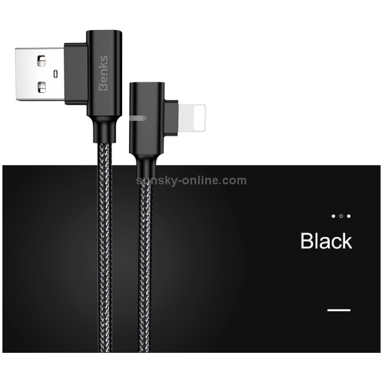 Benks D32 0.5m USB to 8 Pin Injection Bending Fast Charging & Data Cable with Indicator Light Benks D32 0.5m USB to 8 Pin Injection Bending Fast Charging & Data Cable with Indicator Light