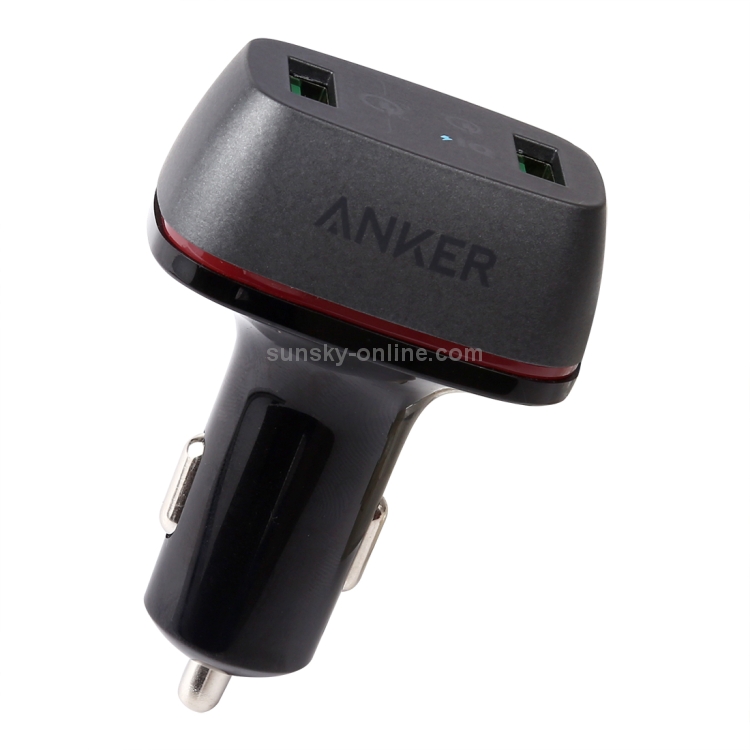 ANKER A2224 PowerDrive+ 2 42W Zinc Alloy Dual USB Car Charger QC 3.0 + QC  2.0 Fast Charging(Black)