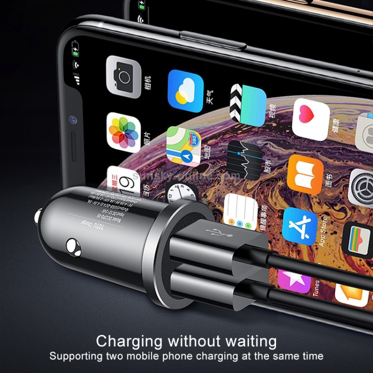 TOTUDESIGN DCCD-017 DV 5V - 2.4A PC Smart Dual USB Car Charger Second Generation(Black) TOTUDESIGN DCCD-017 DV 5V - 2.4A PC Smart Dual USB Car Charger Second Generation(Black)