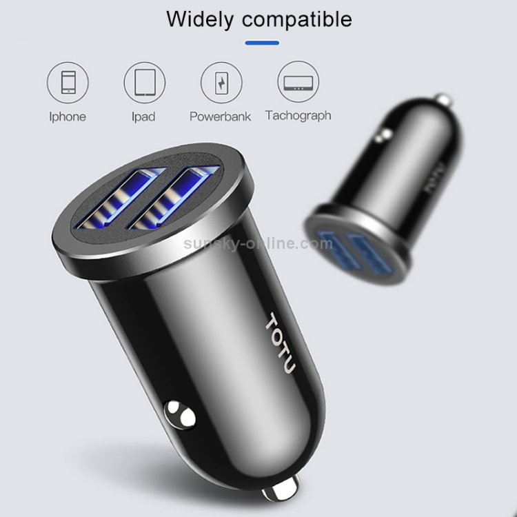TOTUDESIGN DCCD-017 DV 5V - 2.4A PC Smart Dual USB Car Charger Second Generation(Black) TOTUDESIGN DCCD-017 DV 5V - 2.4A PC Smart Dual USB Car Charger Second Generation(Black)
