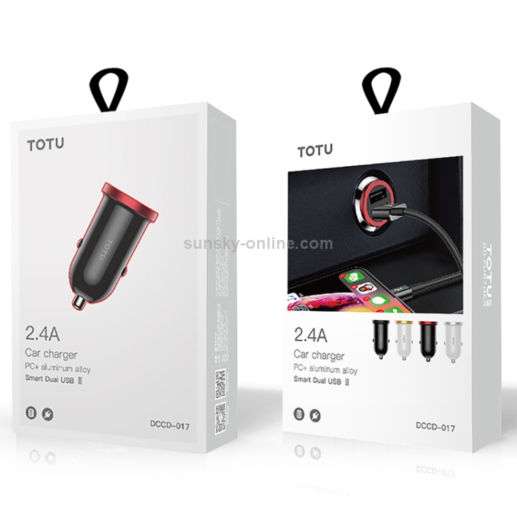 TOTUDESIGN DCCD-017 DV 5V - 2.4A PC Smart Dual USB Car Charger Second Generation(Black) TOTUDESIGN DCCD-017 DV 5V - 2.4A PC Smart Dual USB Car Charger Second Generation(Black)