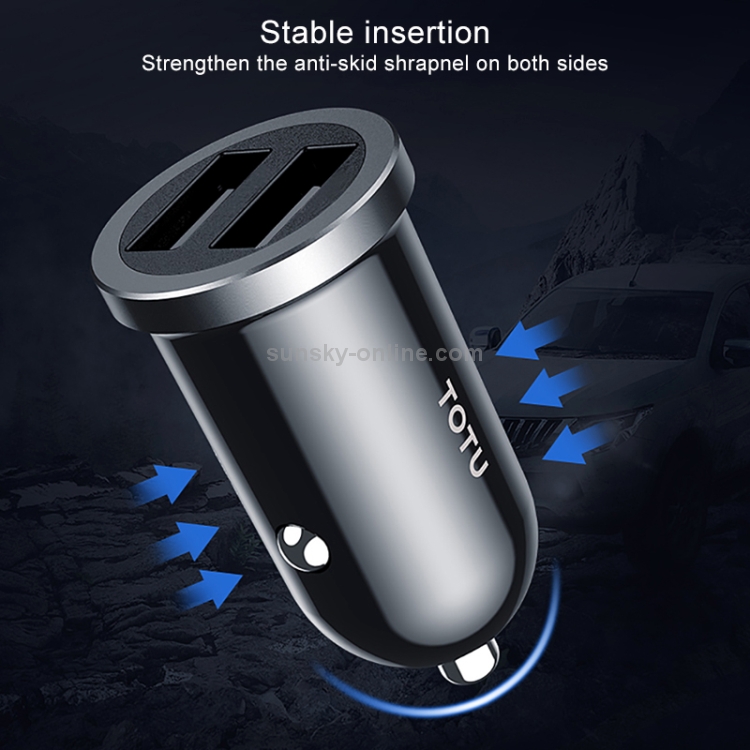 TOTUDESIGN DCCD-017 DV 5V - 2.4A PC Smart Dual USB Car Charger Second Generation(Black) TOTUDESIGN DCCD-017 DV 5V - 2.4A PC Smart Dual USB Car Charger Second Generation(Black)