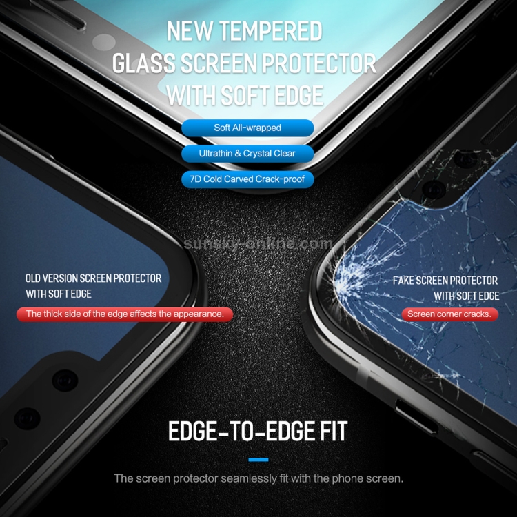 For iPhone 11 / XR ROCK 0.23mm Soft Edge 7D Curved Surface Anti Blue-ray Full Screen Tempered Glass Film For iPhone 11 / XR ROCK 0.23mm Soft Edge 7D Curved Surface Anti Blue-ray Full Screen Tempered Glass Film