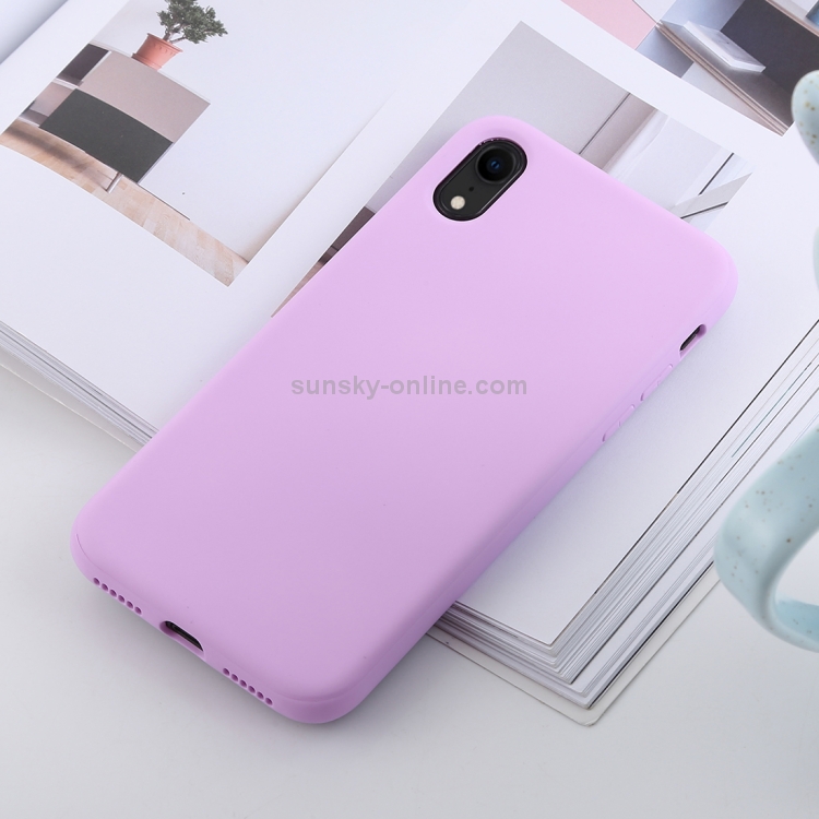 For iPhone XR Shockproof Solid Color Liquid Silicone Feel TPU Case