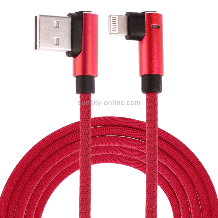 2m USB to 8 Pin Double Elbow Data Sync Charging Cable (Red) 2m USB to 8 Pin Double Elbow Data Sync Charging Cable (Red)