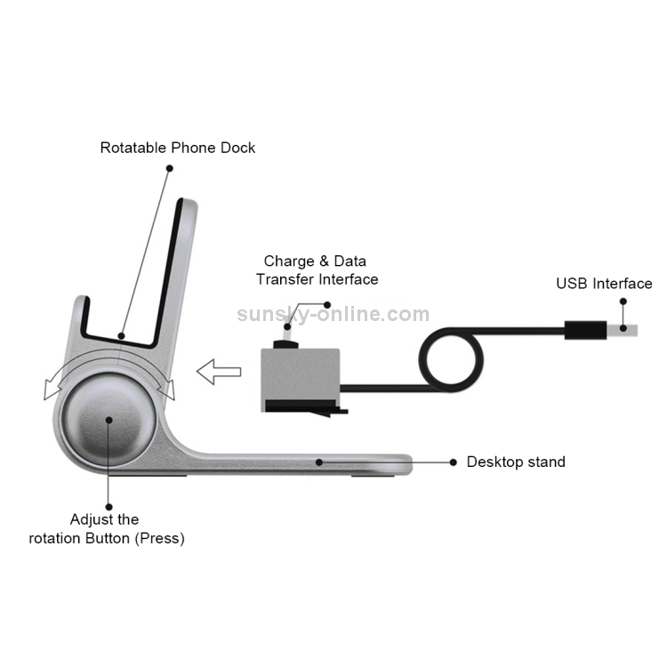 B-D03 2A 8 Pin Port Rotatable Charging Dock Station, Cable Length: 1m B-D03 2A 8 Pin Port Rotatable Charging Dock Station, Cable Length: 1m