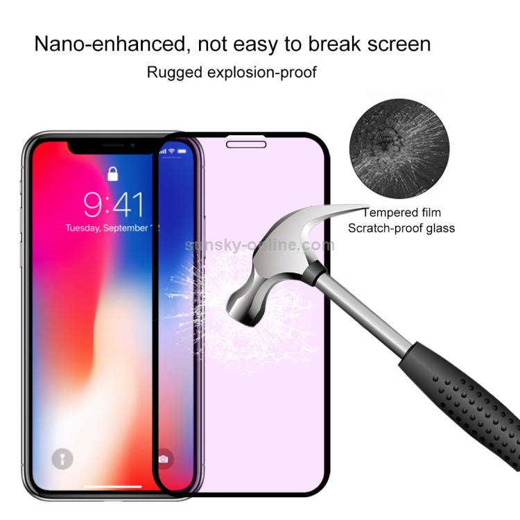 For iPhone 11 Pro / XS / X Anti-scratch 9H 10D Full Screen Purple-ray Tempered Glass Film For iPhone 11 Pro / XS / X Anti-scratch 9H 10D Full Screen Purple-ray Tempered Glass Film