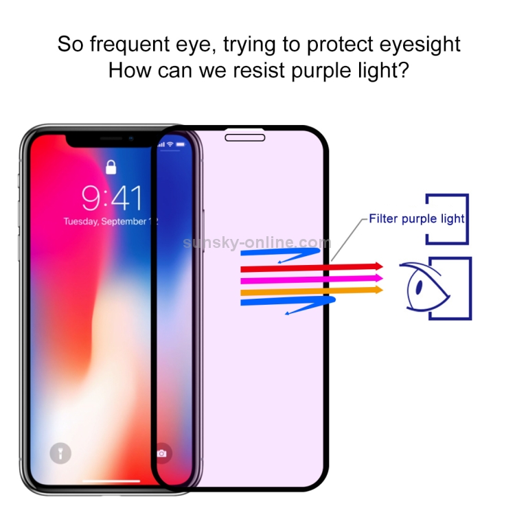 For iPhone 11 Pro / XS / X Anti-scratch 9H 10D Full Screen Purple-ray Tempered Glass Film For iPhone 11 Pro / XS / X Anti-scratch 9H 10D Full Screen Purple-ray Tempered Glass Film