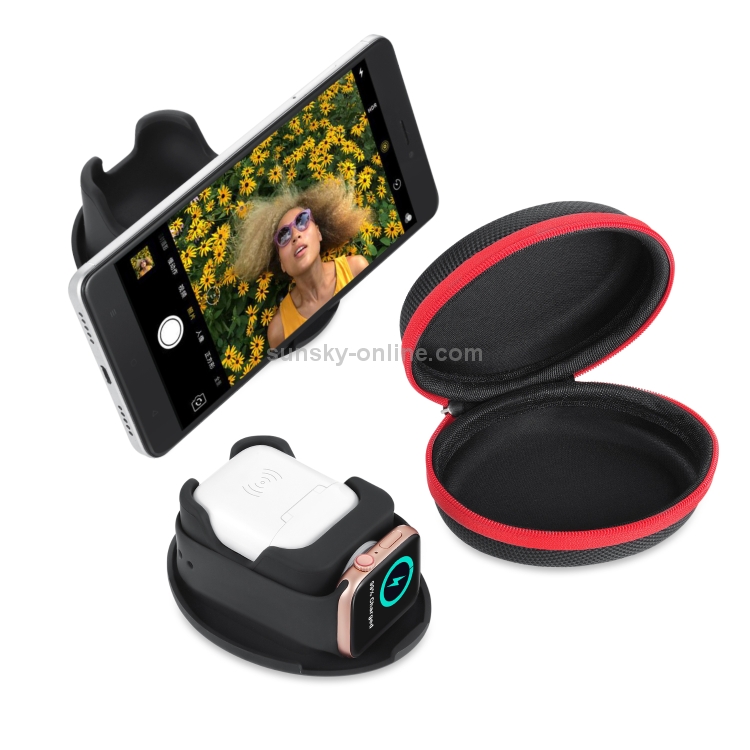 2 in1 Multifunctional Storage Bag Earphone Watch Storage Bag Mobile Phone Holder (Black)