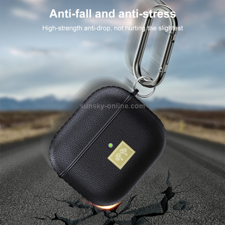 Leather Texture Earphone Protective Case with Hook for AirPods 3 (Dark Green) Leather Texture Earphone Protective Case with Hook for AirPods 3 (Dark Green)