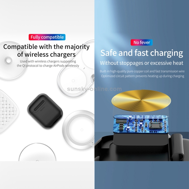 Baseus WIAPPOD-01 Anti-dust Wireless Charger Silicone Protective Case for for Apple AirPods 1 / 2(Black) Baseus WIAPPOD-01 Anti-dust Wireless Charger Silicone Protective Case for for Apple AirPods 1 / 2(Black)