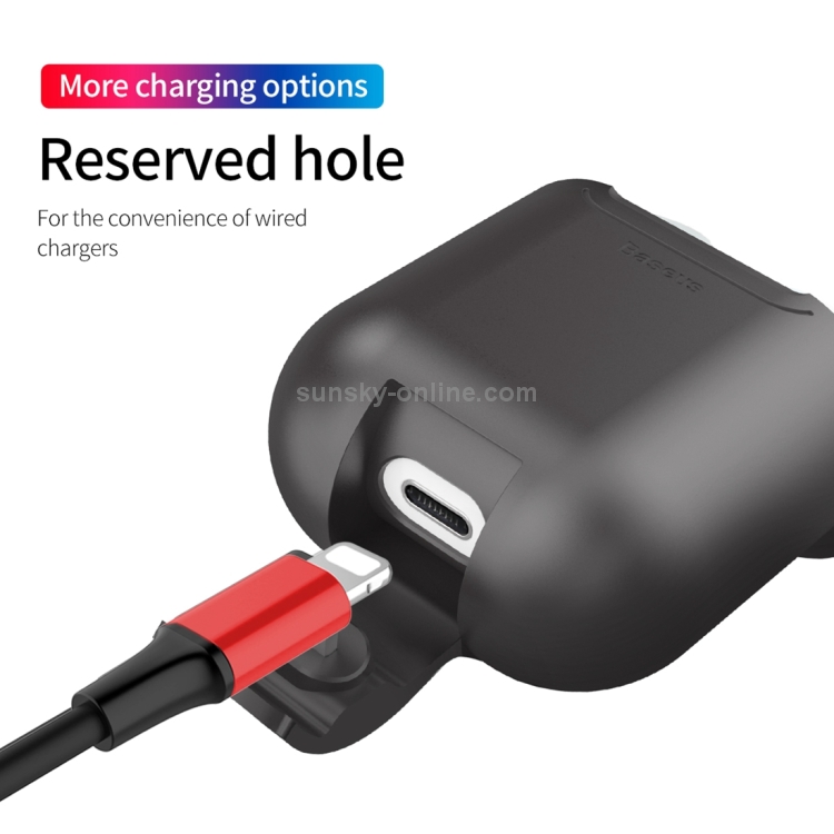 Baseus WIAPPOD-01 Anti-dust Wireless Charger Silicone Protective Case for for Apple AirPods 1 / 2(Black) Baseus WIAPPOD-01 Anti-dust Wireless Charger Silicone Protective Case for for Apple AirPods 1 / 2(Black)