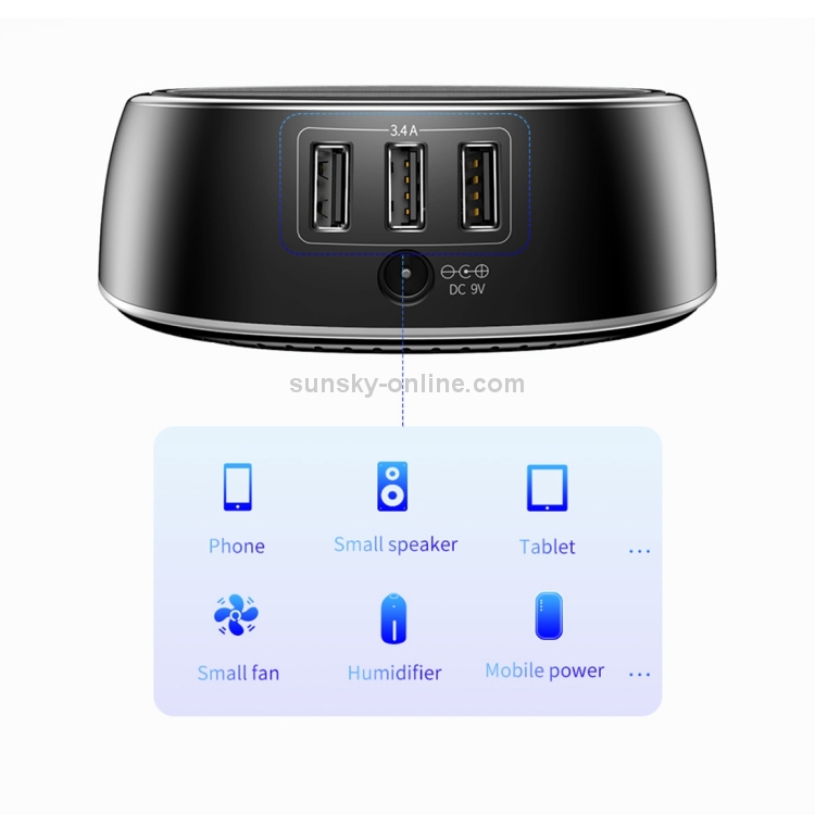 Baseus 2 in 1 9V 3.4A 3 USB Ports Small Star Sky Wireless Fast Charger(Black) Baseus 2 in 1 9V 3.4A 3 USB Ports Small Star Sky Wireless Fast Charger(Black)