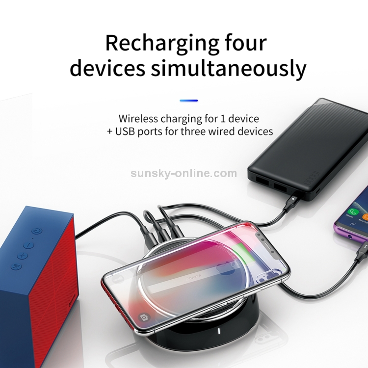 Baseus 2 in 1 9V 3.4A 3 USB Ports Small Star Sky Wireless Fast Charger(Black) Baseus 2 in 1 9V 3.4A 3 USB Ports Small Star Sky Wireless Fast Charger(Black)