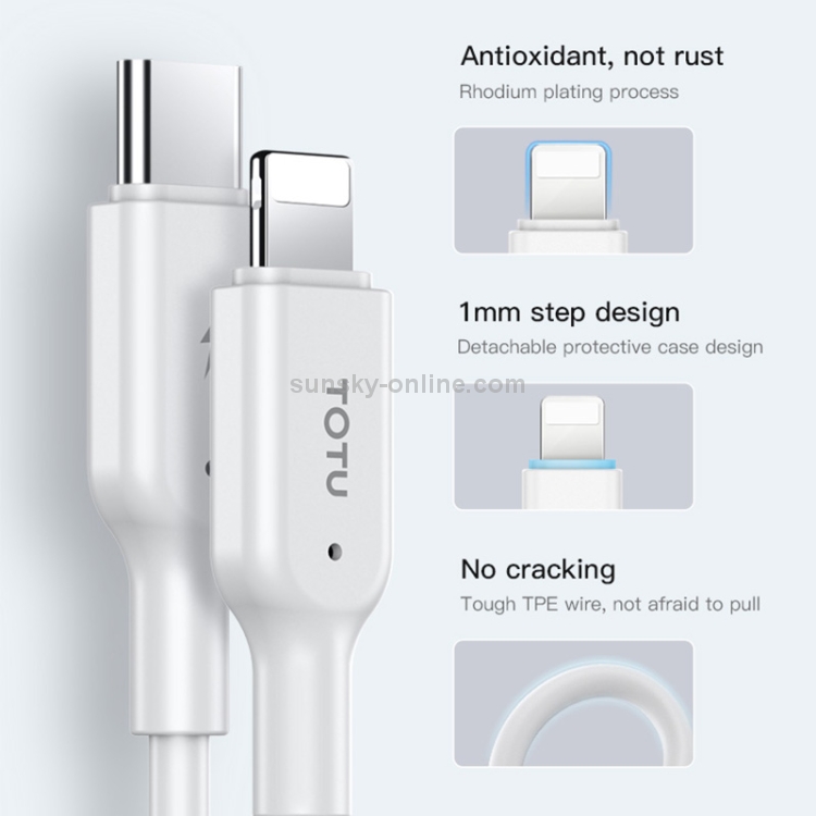 TOTUDESIGN BPDA-05 Jane Series Type-C / USB-C to 8 Pin PD Fast Charging Data Cable, Length: 100cm(Black) TOTUDESIGN BPDA-05 Jane Series Type-C / USB-C to 8 Pin PD Fast Charging Data Cable, Length: 100cm(Black)