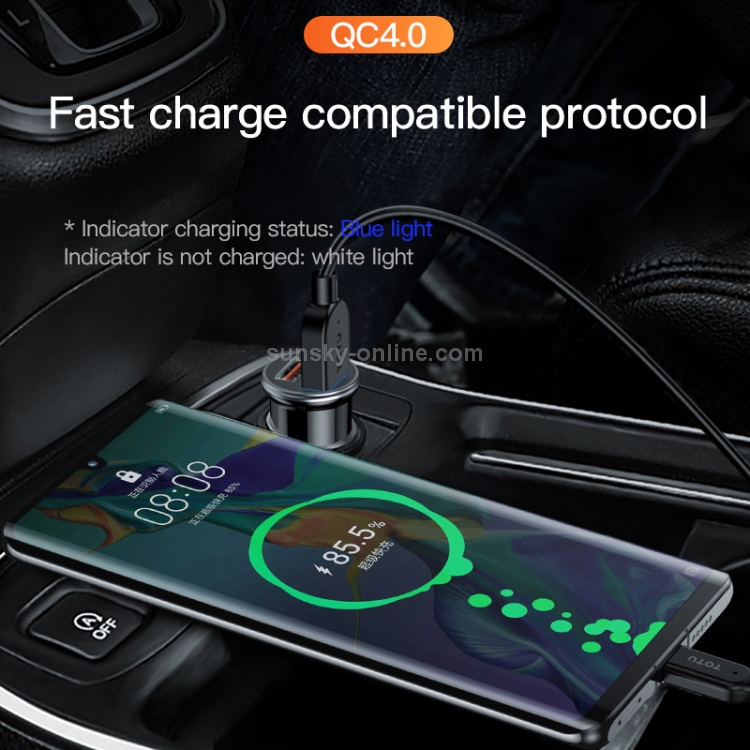 TOTUDESIGN DCCQ-04 Elite Series Dual USB QC 4.0 Car Charger (Black) TOTUDESIGN DCCQ-04 Elite Series Dual USB QC 4.0 Car Charger (Black)