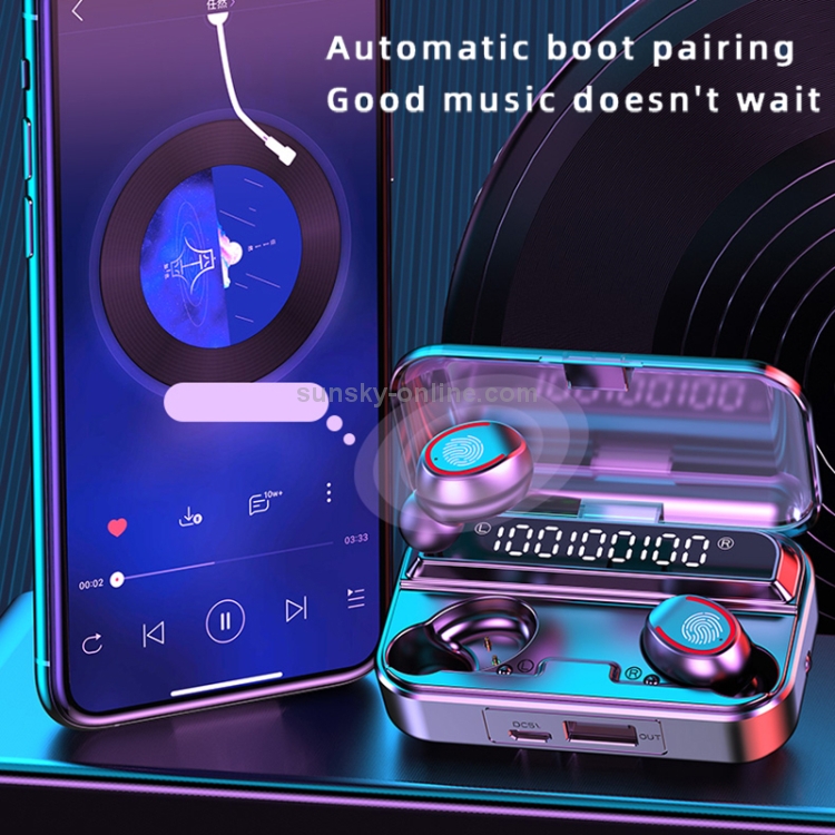F9-3 Noise Cancelling Digital Display Bluetooth Earphone with UV Sterilization Charging Box(Black) F9-3 Noise Cancelling Digital Display Bluetooth Earphone with UV Sterilization Charging Box(Black)