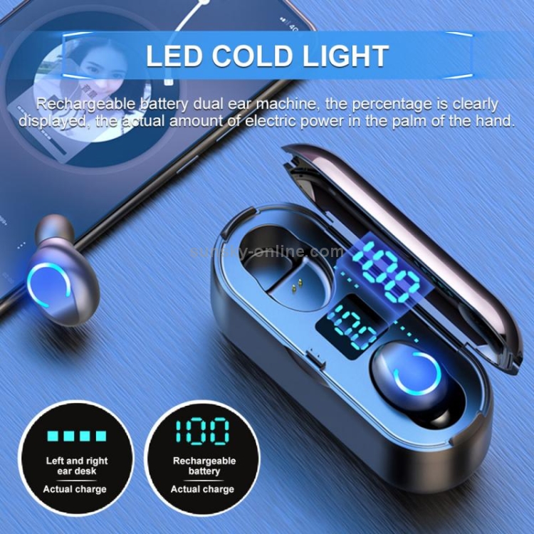 F9-8 TWS CVC8.0 Noise Cancelling Touch Mini Bluetooth Earphone with Charging Box, Support Three-screen LED Power Display & Mobile Phone Holder & Call & Voice Assistant(Black) F9-8 TWS CVC8.0 Noise Cancelling Touch Mini Bluetooth Earphone with Charging Box, Support Three-screen LED Power Display & Mobile Phone Holder & Call & Voice Assistant(Black)