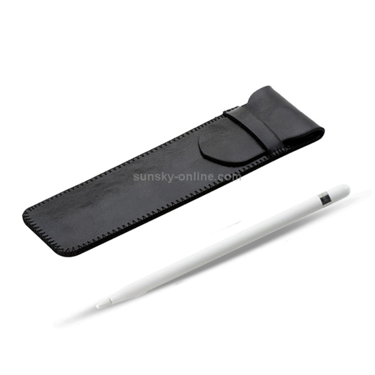 HQ21 Crazy Horse Texture Apple Pencil Plug-in Estuche protector capacitivo para lápiz para iPad Pro, con estuche para lápiz (negro) - 1