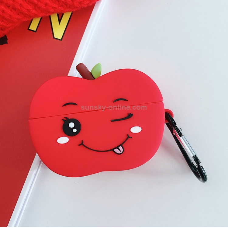 For AirPods Pro Red Apple Shape Silicone Earphone Protective Case with Hook For AirPods Pro Red Apple Shape Silicone Earphone Protective Case with Hook