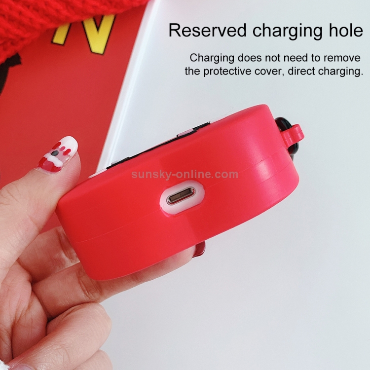 For AirPods Pro Red Apple Shape Silicone Earphone Protective Case with Hook For AirPods Pro Red Apple Shape Silicone Earphone Protective Case with Hook