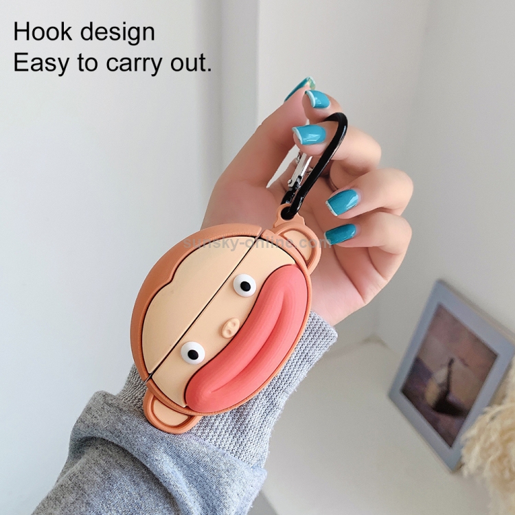 For AirPods Pro Sausage Mouth Monkey Shape Earphone Protective Case with Hook For AirPods Pro Sausage Mouth Monkey Shape Earphone Protective Case with Hook