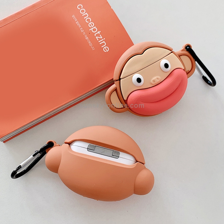 For AirPods Pro Sausage Mouth Monkey Shape Earphone Protective Case with Hook For AirPods Pro Sausage Mouth Monkey Shape Earphone Protective Case with Hook