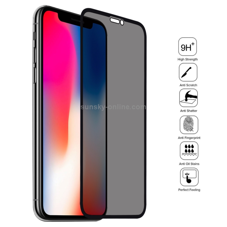 For iPhone X / XS 9H 6D Anti-peep Tempered Glass Film For iPhone X / XS 9H 6D Anti-peep Tempered Glass Film