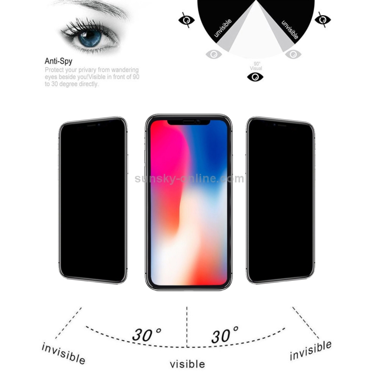 For iPhone X / XS 9H 6D Anti-peep Tempered Glass Film For iPhone X / XS 9H 6D Anti-peep Tempered Glass Film
