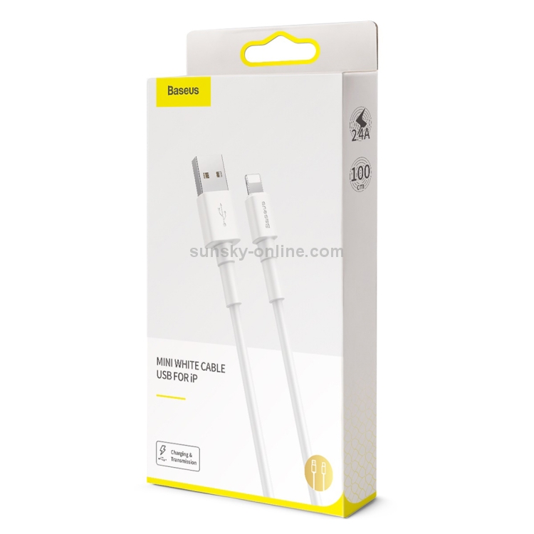 Baseus 2.4A 8 Pin Mini White Charging Cable, Length: 1m (White) Baseus 2.4A 8 Pin Mini White Charging Cable, Length: 1m (White)