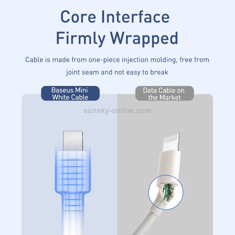 Baseus 2.4A 8 Pin Mini White Charging Cable, Length: 1m (White) Baseus 2.4A 8 Pin Mini White Charging Cable, Length: 1m (White)