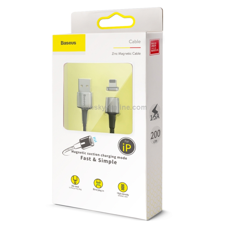 Baseus 1.5A 8 Pin to USB Zinc Magnetic Charging Cable, Length: 2m(Black) Baseus 1.5A 8 Pin to USB Zinc Magnetic Charging Cable, Length: 2m(Black)