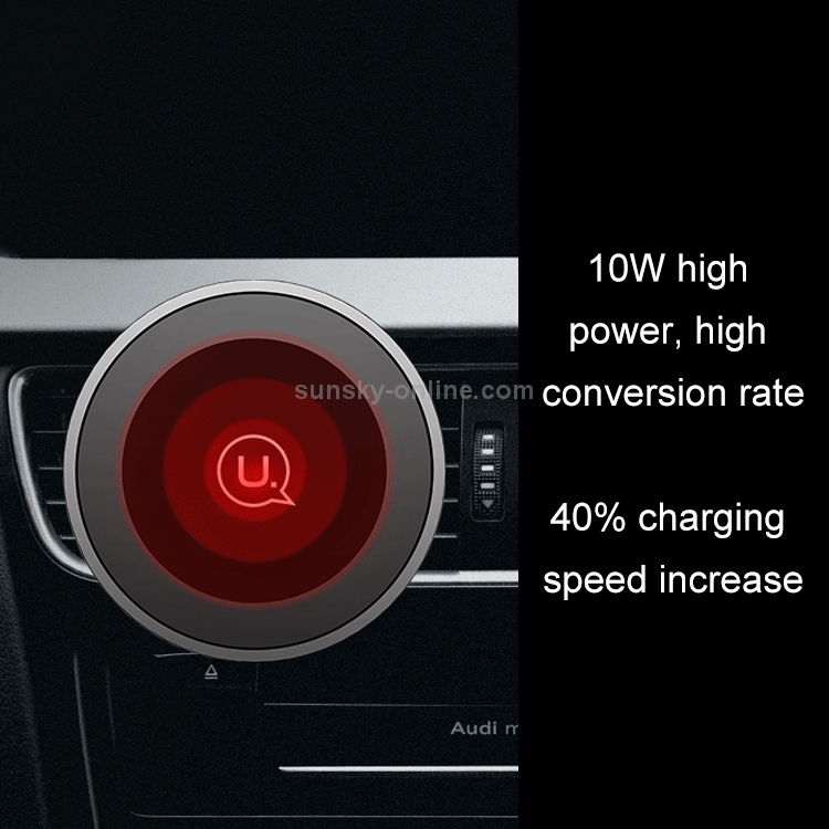 USAMS US-CD44 Qi Standard Wireless Charger Magnetic Car Air Vent Mount (Black) USAMS US-CD44 Qi Standard Wireless Charger Magnetic Car Air Vent Mount (Black)