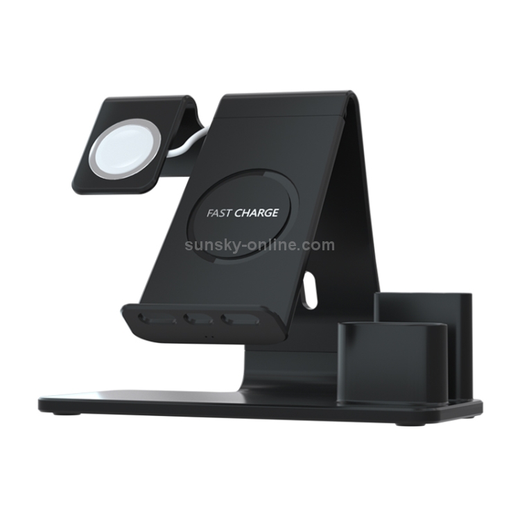 N36 QI Vertical Fast Wireless Charger for Mobile Phones & Apple Watch & AirPods, with Pen Holder & Mobile Phone Holder (Black) N36 QI Vertical Fast Wireless Charger for Mobile Phones & Apple Watch & AirPods, with Pen Holder & Mobile Phone Holder (Black)