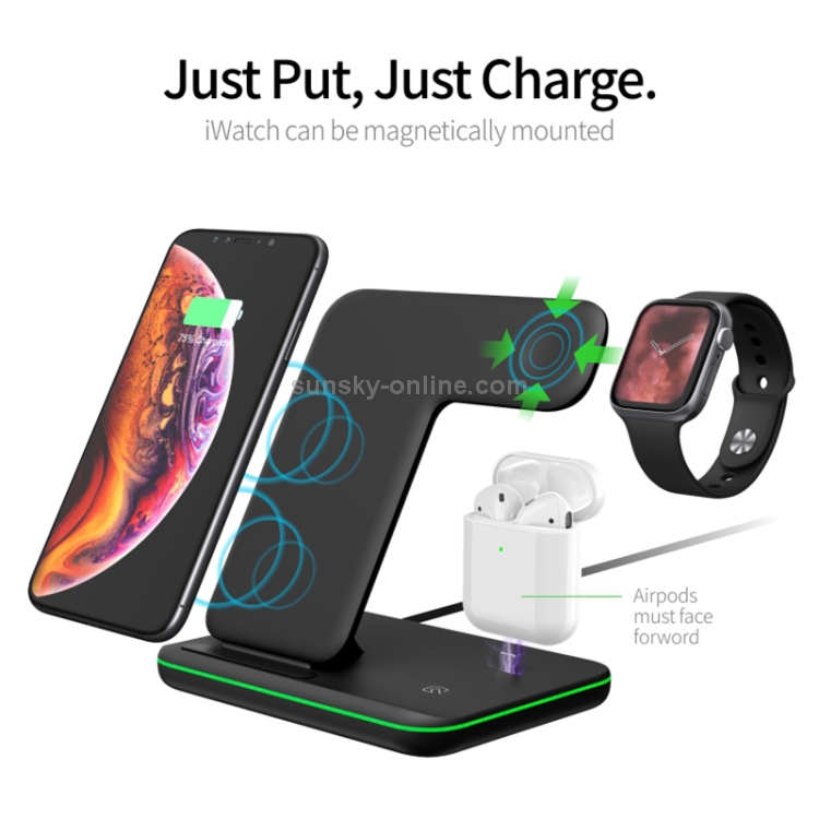 Z5 QI Vertical Magnetic Wireless Charger for Mobile Phones & Apple Watches & AirPods / Xiaomi Redmi AirDots, with Touch Ring Light (Black) Z5 QI Vertical Magnetic Wireless Charger for Mobile Phones & Apple Watches & AirPods / Xiaomi Redmi AirDots, with Touch Ring Light (Black)