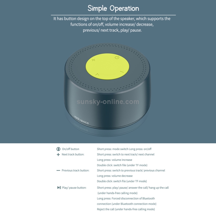 ROCK S23 Bluetooth 4.2 Portable Mini Bluetooth Speaker with Microphone (Blue) ROCK S23 Bluetooth 4.2 Portable Mini Bluetooth Speaker with Microphone (Blue)