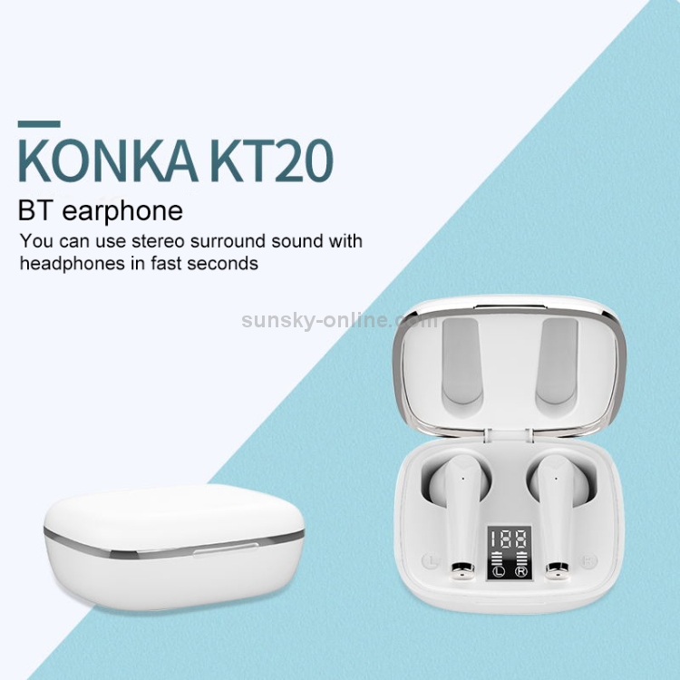 KONKA KT20 TWS Semi-in-ear Touch Bluetooth Earphone with Three-screen Battery Digital Display & Charging Box, Support Automatic Pairing (Black) KONKA KT20 TWS Semi-in-ear Touch Bluetooth Earphone with Three-screen Battery Digital Display & Charging Box, Support Automatic Pairing (Black)