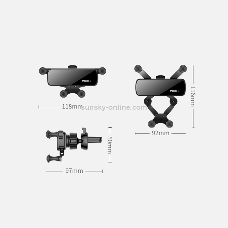 ROCK Car Air Outlet Gravity Mobile Phone Holder Bracket, Hidden Mirror Version (Black) ROCK Car Air Outlet Gravity Mobile Phone Holder Bracket, Hidden Mirror Version (Black)