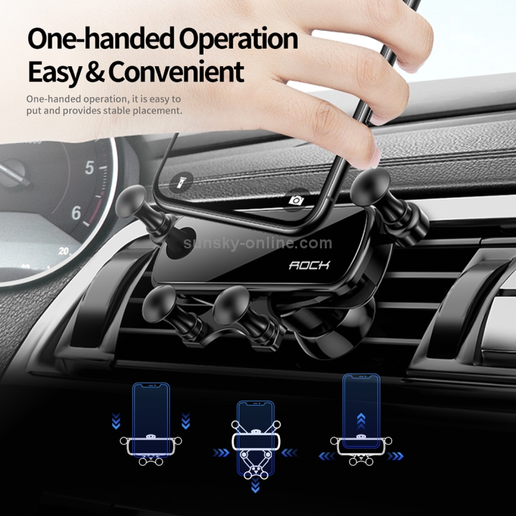 ROCK Car Air Outlet Gravity Mobile Phone Holder Bracket, Hidden Mirror Version (Black) ROCK Car Air Outlet Gravity Mobile Phone Holder Bracket, Hidden Mirror Version (Black)