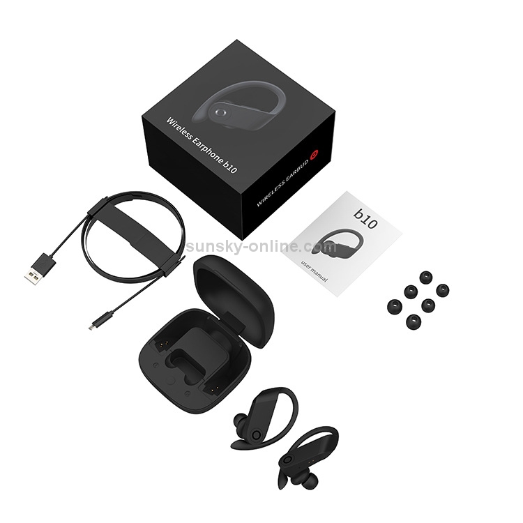 b10 TWS Bluetooth 5.0 Hanging Ear Wireless Bluetooth Sports Earphone with Magnetic Charging Box Support Call Siri Charging Box Wireless